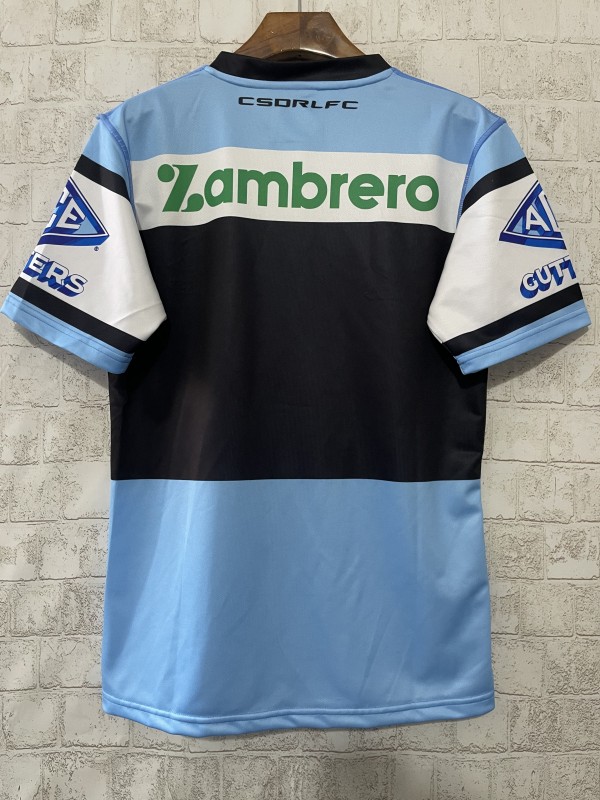 2026 Cronulla Sharks Sky Blue with White Hooped Away Jersey