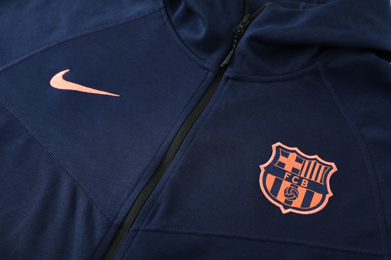 25/26 Barcelona 01 Royal Blue Hoodie Full Zipper Jacket+Long Pants