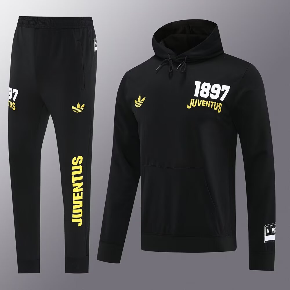 25/26 Juventus Black Sweatshirt Full Zipper Jacket+Long Pants