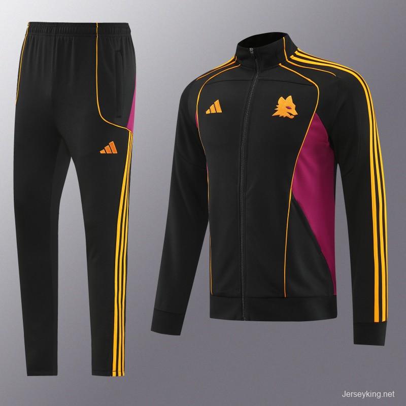 25/26 Roma Black Full Zipper Jacket+Long Pants