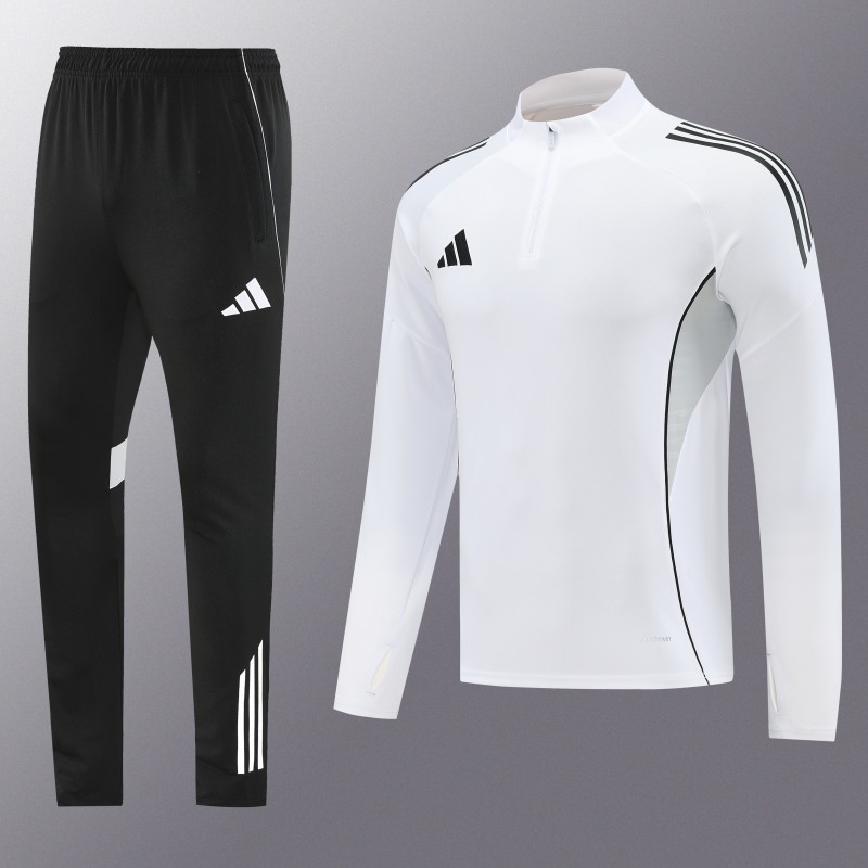 25/26  Adidas White Full zipper Jacket Tracksuit+ long pants