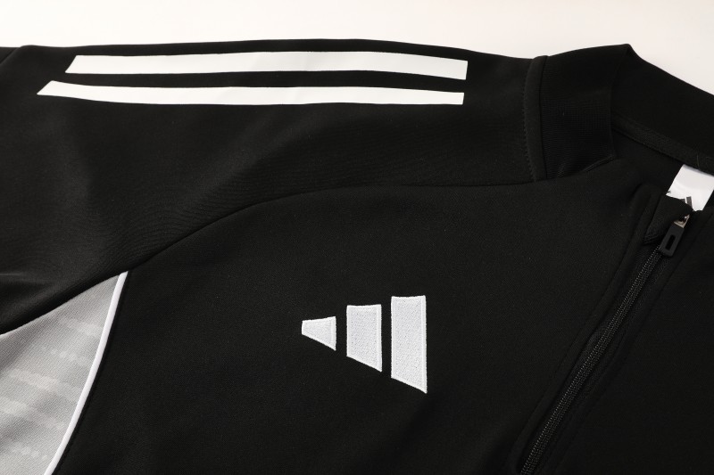 25/26  Adidas Black Full zipper Jacket Tracksuit+ long pants