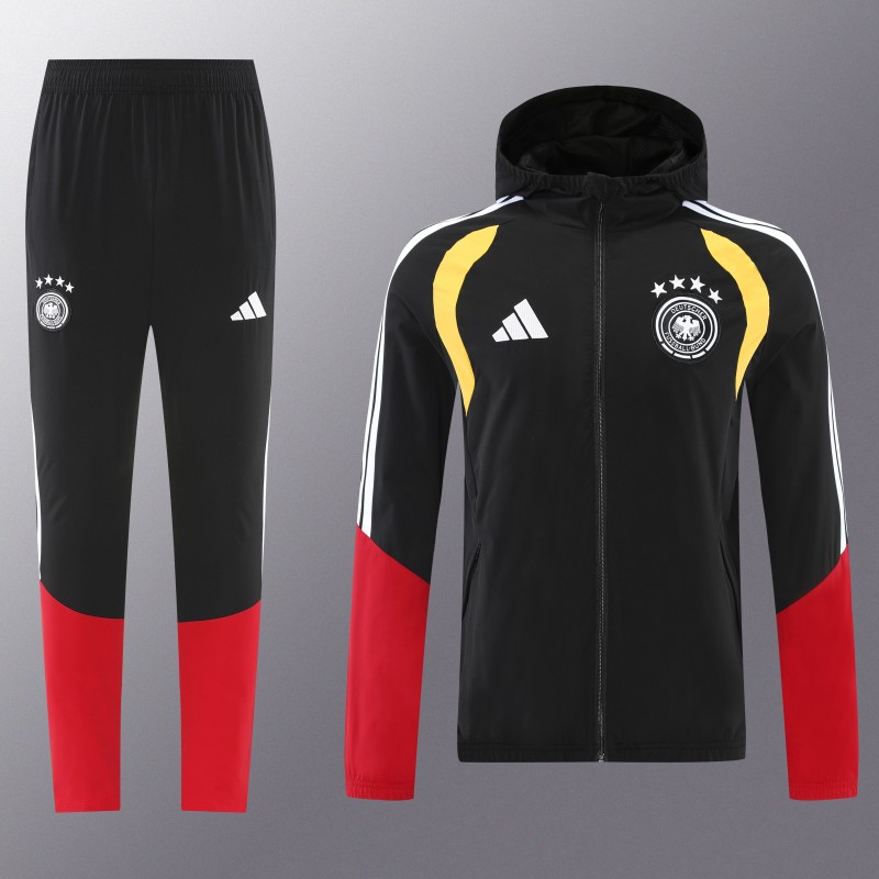 2026 Germany Hoodie Black Full Zipper Windbreaker + Long Pants
