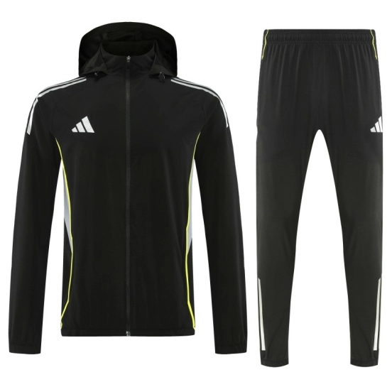 26/27 Adidas Black Full Zipper Hooded Jacket Tracksuit + Long Pants