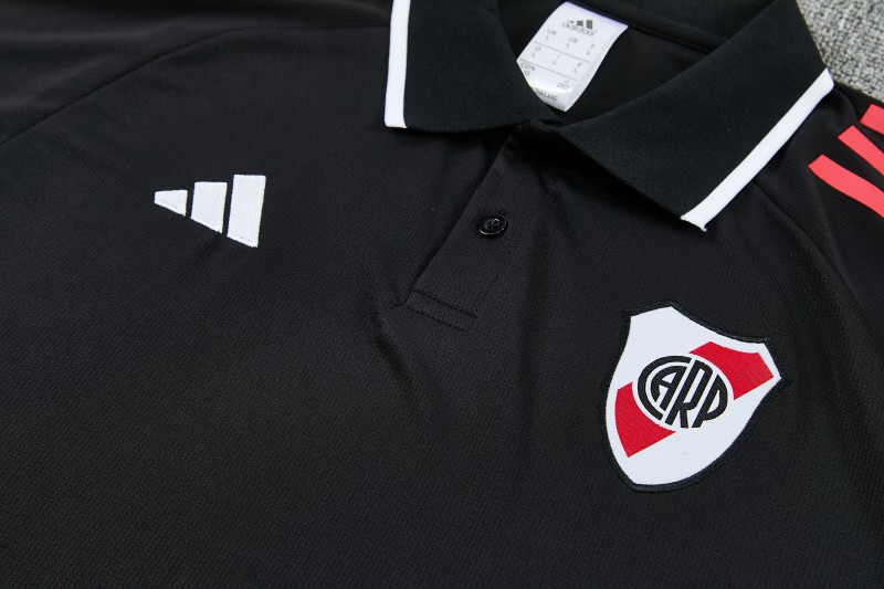 26/27 River Plate Black Polo Training Shirt + Long Pants Tracksuit