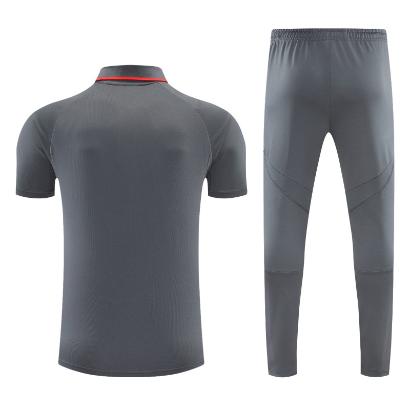 26/27 Bayern Munich  Grey  Polo Training Shirt + Long Pants Tracksuit