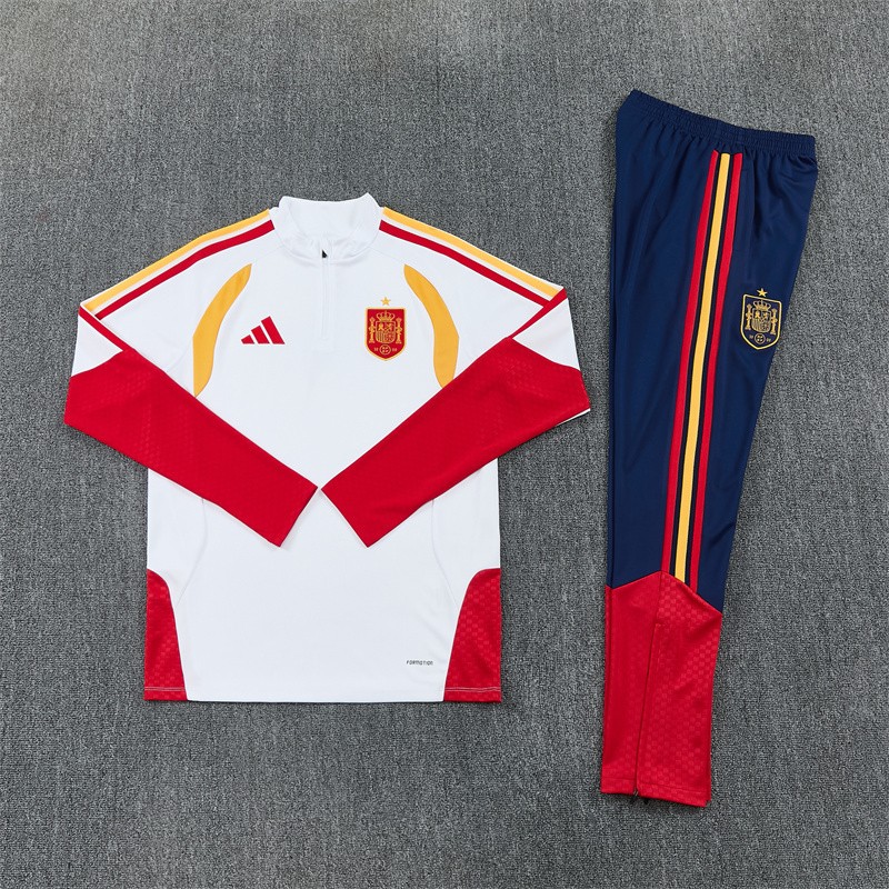 26/27 Spain Away White Half Zipper Jacket Tracksuit + Long Pants