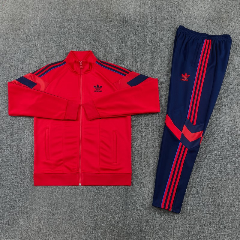 2026/27 Adidas Originals Red  Full Zipper Jacket Tracksuit + Navy Blue Long Pants