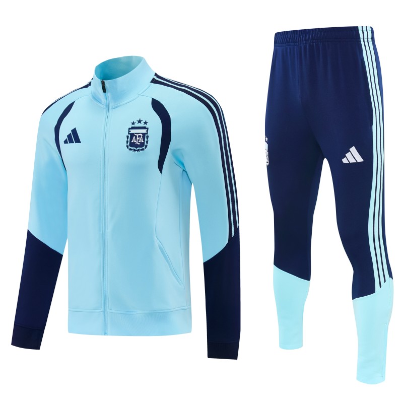 2026 Argentina Sky Blue & Navy Blue Full Zipper Jacket Tracksuit + Long Pants (Home)