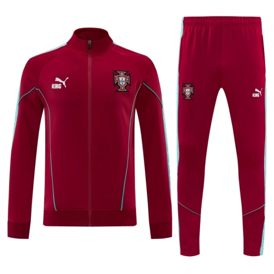 26/27 Portugal  Red Full Zipper Jacket Tracksuit + Long Pants