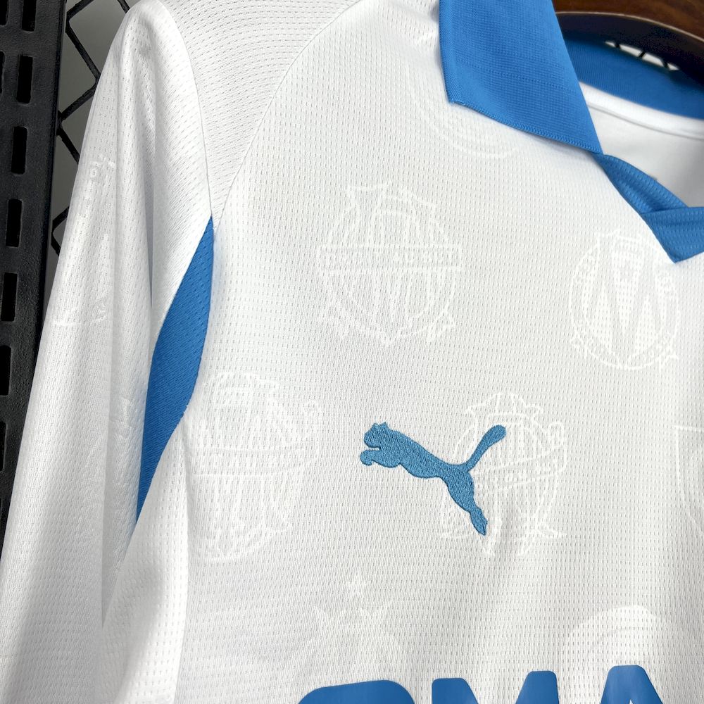 2025/26 Mens Olympique Marseille Home Long Sleeve Jersey