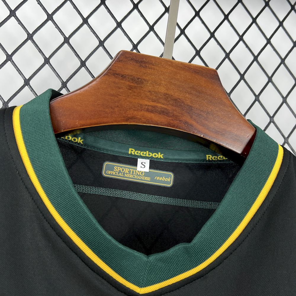 2002/03  Sporting CP Retro Away Black with Yellow Sleeves Jersey