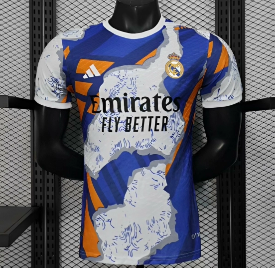 Player Version 25/26 Real Madrid Limited Edition Blue Orange Abstract Pattern Jersey