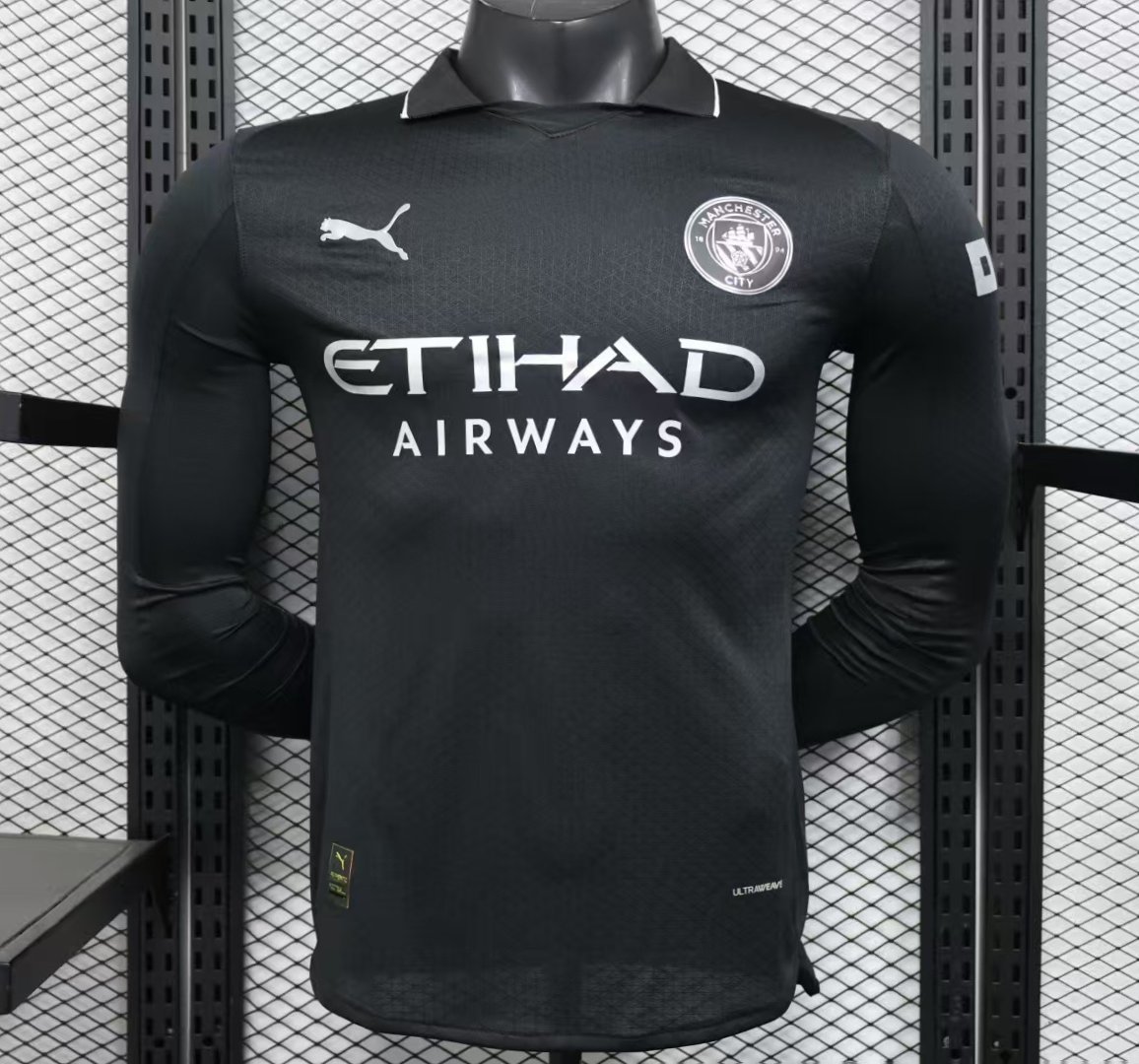 Player Version 25/26 Manchester City Away Long Sleeve Black Jersey