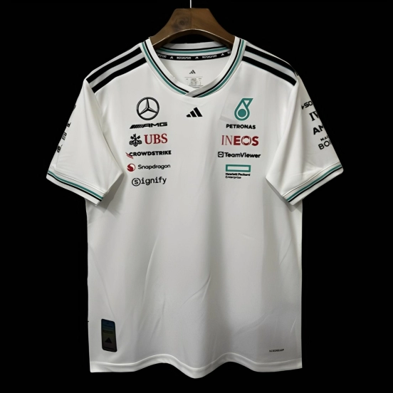 2026 F1 Mercedes-AMG Petronas F1 Team White with Teal and Black Trim Jersey