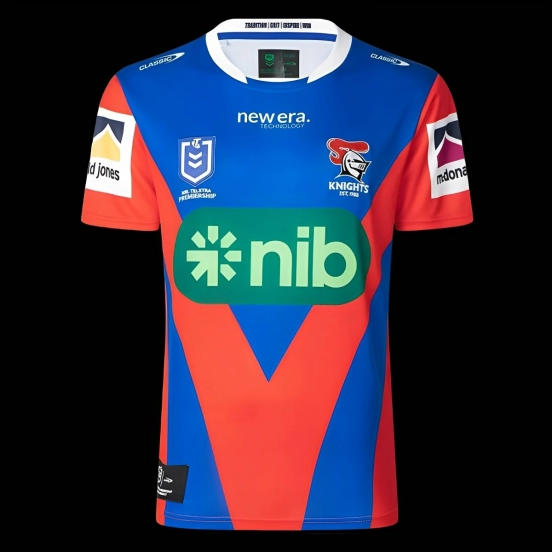 25/26 Newcastle Knights Blue and Red with Large Inverted Chevron Home Jersey