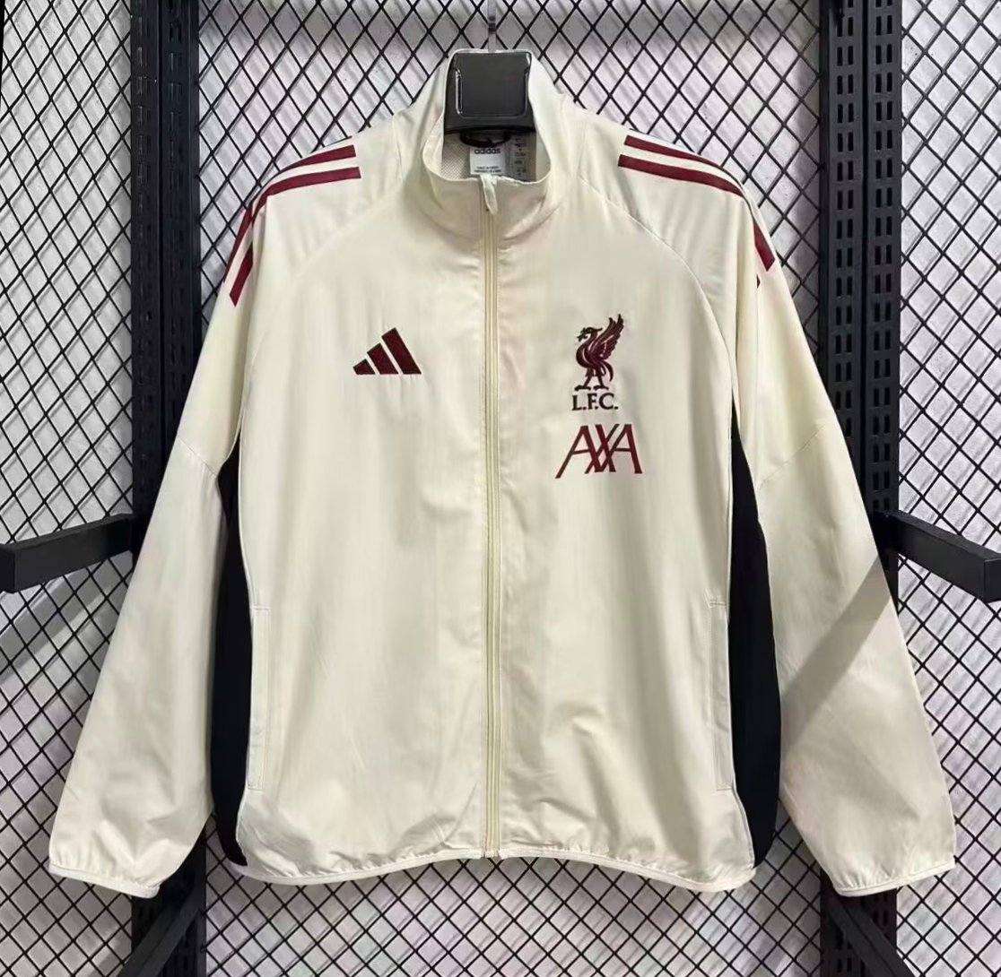 25/26 Liverpool White Full Zipper Windbreaker