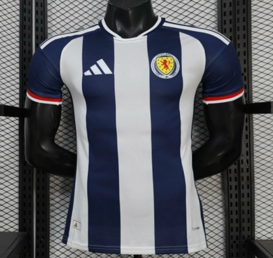 Player Version 2027 Scotland Away White/Navy Vertical Stripes Jersey