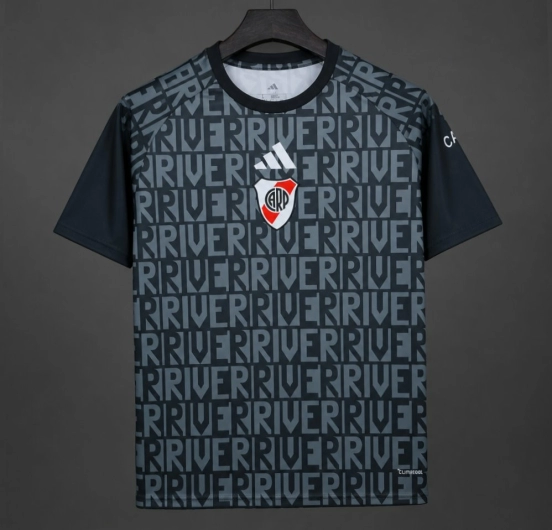 26/27 River Plate Pre-match Jersey With  Text "RIVER" Repeated Pattern