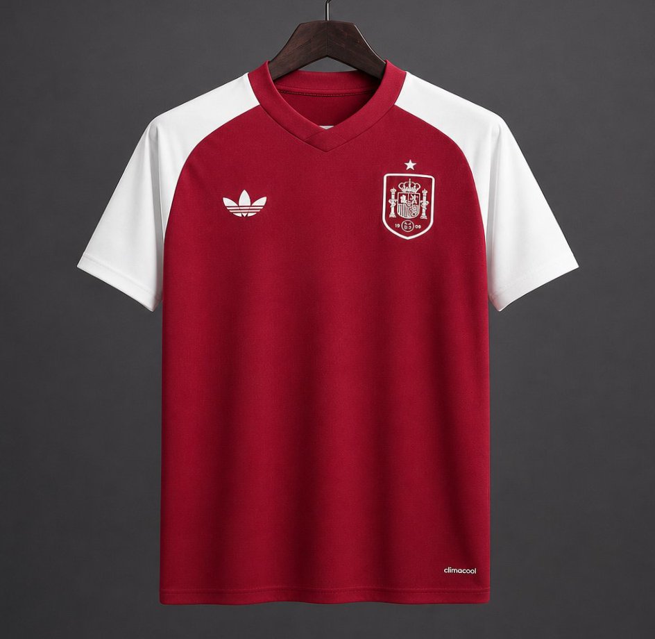 2026 Spain Pre-Match Away Red&White Jersey