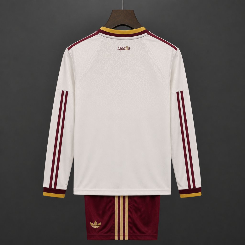 2026 Kids Spain Away Long Sleeve White Jersey